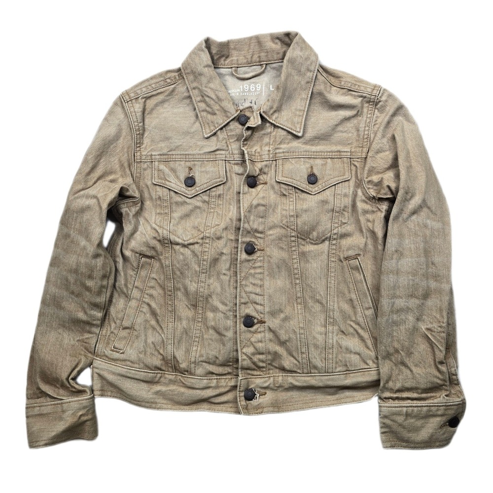 GAP Kids 1969 Denim Jacket Boys Girls Large Tan‎ Brown Trucker Style Button